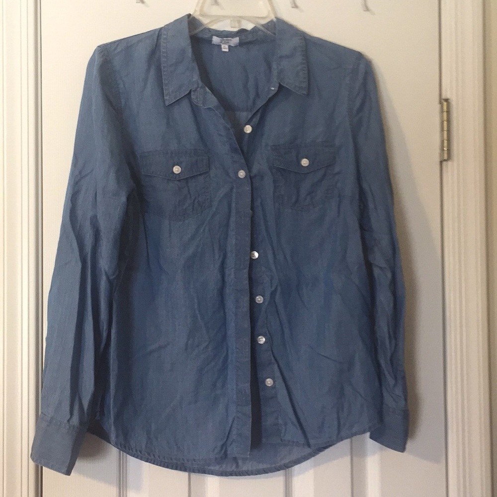 long sleeve, soft jean button down shirt